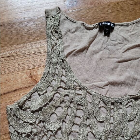 Express Boho Crochet-Vibe Lace Tank Top Lined Small 1920s - Picture 3 of 5